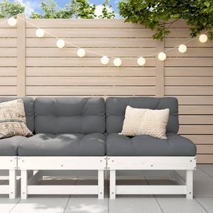 Sofá de Jardín de Madera de Pino Maciza con Tela Oxford, Sección Central en Blanco Antracita, Elegante y Duradero - Product Image 1