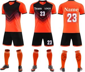Ensemble de maillot de football personnalisé pour homme, grande taille, respirant, bleu marine, col en V, manches courtes, évacuation de l'humidité, polyester/coton - Product Image 5