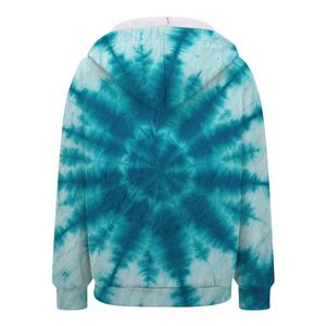TieDye Zip Up Hooded Fleece Jacket Women Long Sleeve Full Length Regular Fit Autumn Wear With Kangaroo Pocket Polyester <b>Material</b> - Product Image 4