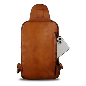 Bolso de pecho vintage de cuero genuino con cierre de hebilla para hombre, uso diario, para todas las estaciones, bolso de hombro duradero - Product Image 2