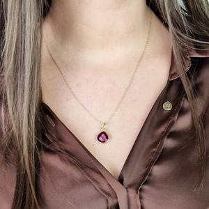 Handmade 12mm Pink Tourmaline Quartz <b>Heart</b> Necklace Silver Gold Plated Birthstone Gemstone Jewelry Fashion Pendant Necklaces for - Product Image 3