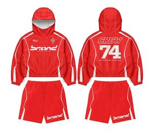 Premium Sport Hooded Windbreaker & Shorts Men's <b>White</b> Pink Hooded Sport <b>Jacket</b> & Shorts Set Quick Dry <b>Summer</b> Athletic Wear - Product Image 3