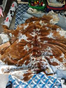 Genuine Cow Skin <b>Leather</b> Full Pelt Hair on Animal Pattern One Whole <b>Leather</b> Varsity <b>Jacket</b> 100% Polyester Filling Nylon Lining - Product Image 4