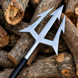Trident en acier forgé à la main – Manche en cuir détachable, accessoire de cosplay, décoration murale (70 pouces), cadeau pour la maison - Product Image 2