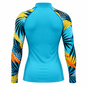 Chemise de bain anti-UV à manches longues pour femmes, imprimé tropical bleu, Khawaja Rafique Ullah Enterprises, prix de gros - Product Image 6