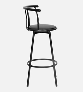 Taburete de Bar Moderno de Cuero PU Negro, Altura de Barra, Mueble de Cocina, Estructura de Acero con Recubrimiento en Polvo, Duradero y Ajustable - Product Image 5