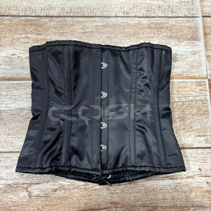 Wholesale Black Satin <b>Underbust</b> Corset – Women Waist Trainer Body Shaper with Steel Bones & Lace-Up Back - Product Image 2