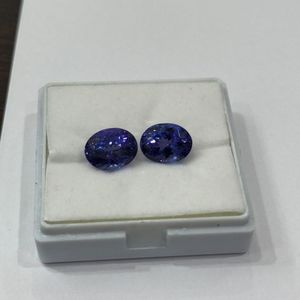 Paire de Tanzanite Naturelle Ovale Bleu Royal, Qualité AAAA, 13,73 Carats, Chauffée, Propre à la Loupe, Vente en Gros, Pierre Précieuse de Tanzanie - Product Image 3