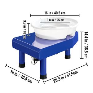 Tornio per Ceramica da 10 Pollici con Vassoio Rimovibile in ABS, Velocità Regolabile 60-300 RPM, Pannello LCD Manuale per Lavorazione dell'Argilla - Product Image 3