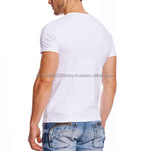 Pima Cotton Good Quality <b>Men</b> <b>V</b> <b>Neck</b> <b>T</b>-<b>shirt</b> Clothing Manufacturer Custom Brand Your Logo Puff Print <b>T</b> <b>Shirt</b> for <b>Men</b> - Product Image 6