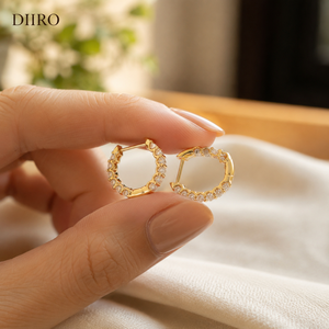 18K Yellow Gold Plated <b>Hoop</b> <b>Earrings</b> with Round Diamond Women's Luxury Everyday Wear Moissanite Jewelry - Product Image 4