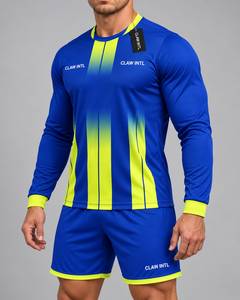 Conjunto de Camiseta de Fútbol para Hombre, Azul y Amarillo, Sublimación, Cuello en V, Manga Larga, Poliéster que Absorbe la Humedad, para Adolescentes - Product Image 3