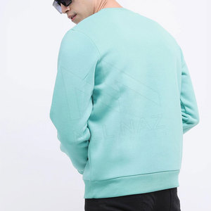 Sweat-shirt à col rond pour homme, vert menthe, coupe classique, tricot uni, décontracté, pour l'automne - Product Image 3