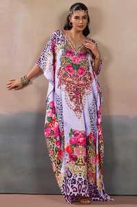 Hot Sale Designer Turkish Style <b>Kaftan</b> Kurta Women Polyester Handmade Batwing Sleeves Regular Fit Flared Hem Midi Spring Autumn - Product Image 3