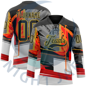 Nuevo Conjunto de Uniforme de Hockey sobre Hielo con Diseño Personalizado, Jersey y Pantalones 100% Poliéster de Secado Rápido, Transpirable y Anti-UV con Logotipo Personalizado - Product Image 3