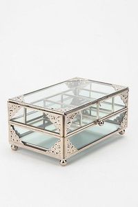 Antique Metal And Glass Jewelry Box With Elegant Vintage Design For Rings Necklaces Earrings And Keepsakes - Product Image 6