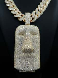 Pendentif Jésus en Argent Sterling 925 Plaqué Or avec Moissanite, Breloque Givrée Style Hip Hop, Bijou Certifié Unisexe - Product Image 1