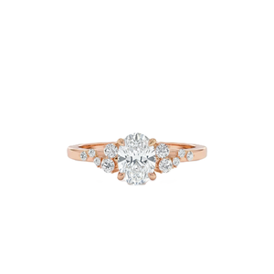 Wholesale Oval Lab Grown Diamond 14K Solid Gold Moissanite Diamond Engagement Ring Side Stone Vintage Cluster Dainty <b>Bridal</b> Ring - Product Image 2