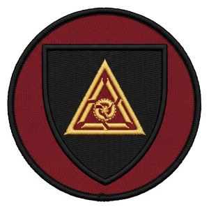 Parche Triangular de Escudo Masónico, Insignia de Masonería Bordada Personalizada, Emblema Circular de Triángulo Rojo, Calcomanía de Tela Marrón - Product Image 3