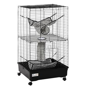 42\" Black Hamster Cage with 3 Doors Wheels <b>Hammocks</b> Tunnels Small Animal Habitat for Ferret Women's Coats - Product Image 1