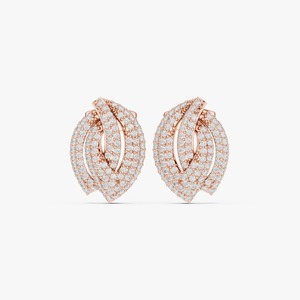 Boucles d'oreilles clous en or jaune 9K avec diamant de laboratoire 0,576 carats, taille brillant rond, motif floral pavé, bijoux fins, vente en gros - Product Image 6