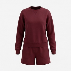 2 Piece High Quality Formal Solid Above Knee Home Wear Suit Short Sleeve T Shirt and Shorts <b>Twin</b> <b>Set</b> for Women - Product Image 1