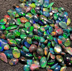 Opales naturelles en vrac, pierres précieuses irrégulières bleu-vert arc-en-ciel, lot pour la fabrication de bijoux, opales de feu à facettes de formes variées - Product Image 3