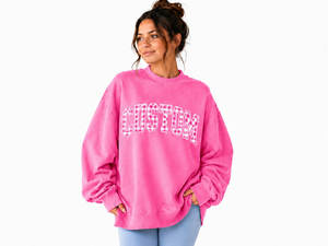 Sweat-shirt oversize à col montant pour femme, manches longues, motif Gingham, personnalisable avec logo, collection automne/hiver, par un fabricant professionnel - Product Image 1