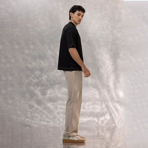 T-shirt d'été décontracté pour homme, coupe ample, 100 % coton, avec surpiqûres contrastées, poche avant intégrale, coupe régulière, respirant, 220g, tendance 2026 - Product Image 5