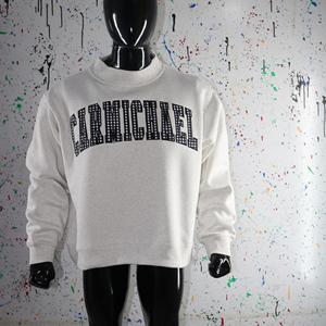 CARMICMAEL ASH GREY <b>Mock</b> <b>Neck</b> Sweatshirt 100% Applique Embroidery wide <b>neck</b> Sweatshirt Finer Threads - Product Image 2