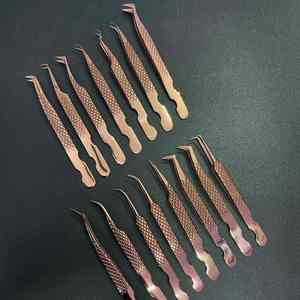 Pinzas para Pestañas de Acero Inoxidable con Punta Suave en Oro Rosa, con Punta Puntiaguda de Precisión para Herramientas de Extensión de Pestañas - Product Image 2