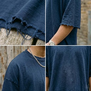 เสื้อยืดโอเวอร์ไซส์ผ้าคอตตอนหนานุ่มสำหรับผู้ชาย สไตล์วินเทจ Y2K ตกแต่งขอบดิบ  รับสกรีนโลโก้ OEM  ทรงหลวมไหล่ตก สตรีทแวร์ - Product Image 4