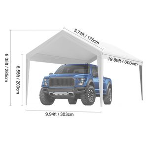 Telo di Ricambio per Carport 10x20 piedi, Resistente, Impermeabile, Protezione UV, Facile da Installare, Tenda Superiore per Garage, Riparo per Camion - Product Image 2