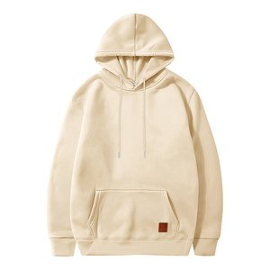 Men's Brown <b>Hooded</b> Sweatshirt Regular Fit Solid Color Knitted Cotton Casual Hoodie Autumn Wear - Product Image 1