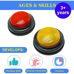 Set di 2 Buzzer per Giochi di Quiz, Buzzer per Risposte in Classe, Family Feud, Jeopardy, con Luci e Suoni - Product Image 2