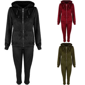 Brand New Quality Hip Hop Solid Velvet <b>Velour</b> Hoodie Cheap Tracksuit - Product Image 1