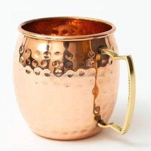 Mug en cuivre martelé de qualité supérieure avec poignée et finition polie, idéal pour la boisson et l'utilisation en cuisine, anti-fuite. - Product Image 1