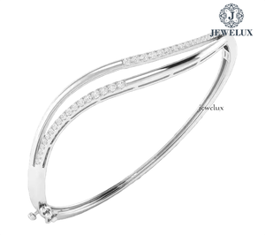 Anillo de Compromiso de Lujo Jewelux con Diamante de Corte Redondo, Chapado en Rodio, Engaste de Canal, Certificado IGI, Unisex, Estilo Gujarati - Product Image 3