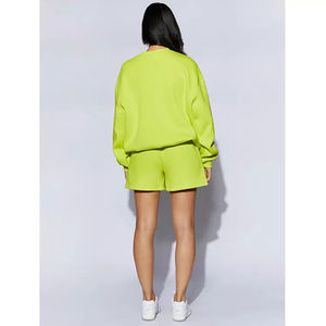 Conjunto de Sudadera y Pantalones Cortos de Felpa de Poliéster y Algodón para Mujer, Chándal Informal de Dos Piezas para el Invierno - Product Image 5