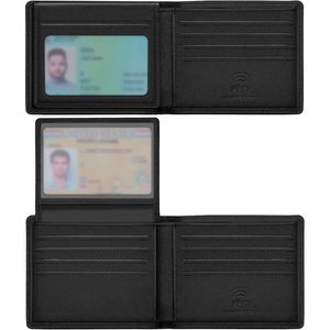 Portafoglio Bifold in Vera Pelle Fatto a Mano per Uomo con Blocco RFID e 2 Finestre per Documenti, Elegante Portafoglio Maschile con Confezione Regalo - Product Image 1