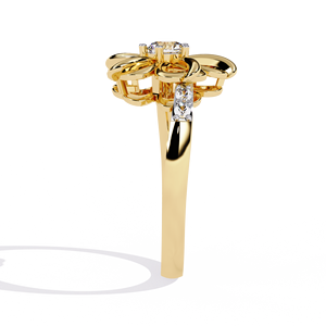 Anillo de oro macizo de 14k para mujer con diseño minimalista de forma única y diamante de corte redondo, ideal para regalo, compromiso, aniversario o boda. - Product Image 4
