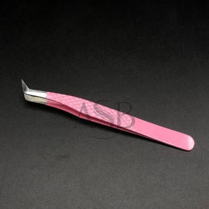 Pince à épiler professionnelle japonaise en acier inoxydable pour extensions de cils, rose pâle, pointe fine, marque privée - Product Image 4