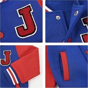 Fabricant OEM, prix d'usine, veste bomber de baseball unisexe pour enfants, garçons et filles, automne, sans motif, style varsity, pour enfants - Product Image 4