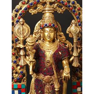 16 \ "Lord Vishnu de pie en Kirtimukha Throne con Garuda Escultura de latón Trabajo de incrustaciones intrincadas Colección de esculturas elegantes - Product Image 2