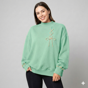 Haut élégant pour femme à col montant, imprimé, hiver, haute qualité, service OEM, best-seller, manches longues, décontracté, en molleton 100% coton - Product Image 1