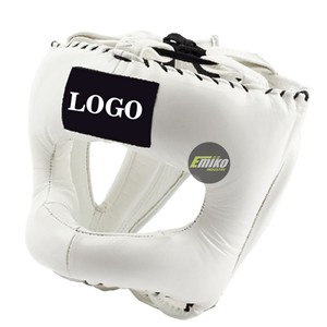 Casque de boxe en cuir personnalisé, protection intégrale du visage, respirant, pour MMA et kick-boxing, avec visière - Product Image 1