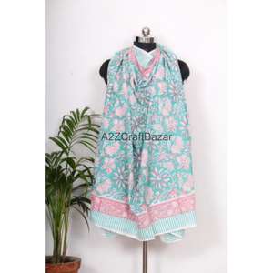 Wholesale 100 Percent Cotton Hand Block Printed Sarong Pareo <b>Beach</b> Bikini <b>Cover</b> <b>Up</b> Wrap Scarf <b>Women</b> Clothing - Product Image 5