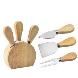 Cuchillo para Queso de Acero Inoxidable con Mango de Madera, Incluye Tenedor y Pala para Pizza, Juego de Herramientas Metálicas para Queso de Primera Calidad - Product Image 4