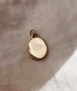 Oval Pendant Personalized Engravable Custom <b>Initial</b> Charm Minimalist Plain Disk Medallion Fine Jewelry Charms Only 14k 18k Solid - Product Image 1