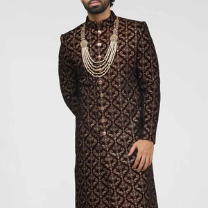Sherwani Casual de Lujo para Novio, Traje Étnico Pakistaní Indio para Boda, Sin Arrugas, Protección Solar, Todas las Temporadas, Corte Regular - Product Image 1